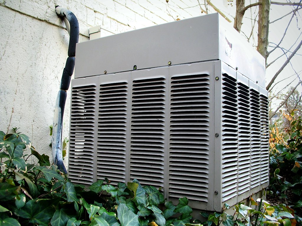HVAC condenser unit outside a building
