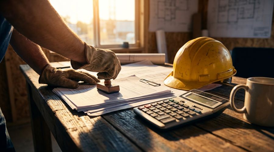 Training funding paperwork being approved at a desk